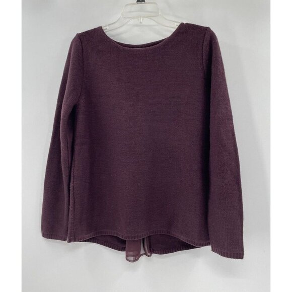 Market & Spruce Women’s Maroon Purple Split Back Knit Sweater Size Small - Picture 1 of 9